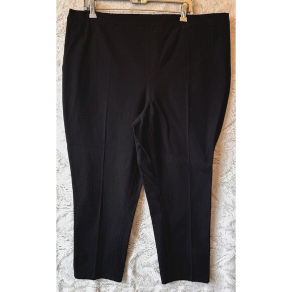 Isaac Mizrahi Live Pants Women 22W‎ Black Cotton Blend Pull On Straight Ankle - Picture 1 of 11